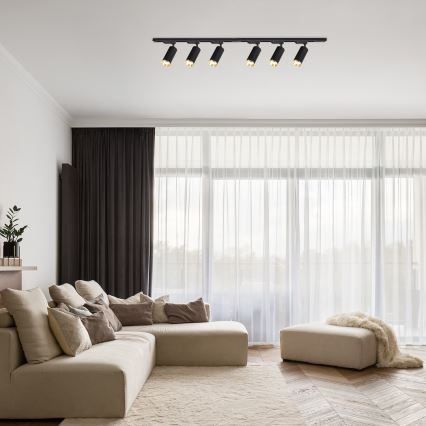 Spot pour système sur rail MICA 6 × GU10 / 10 W / 230 V, noir/doré