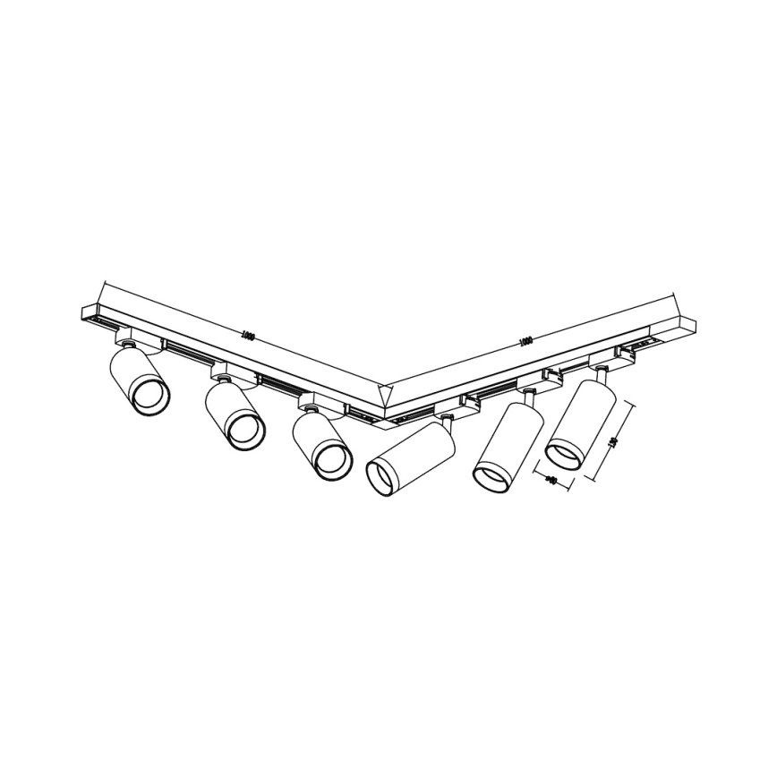 Spot pour système sur rail MICA 6 × GU10 / 10 W / 230 V, noir/doré