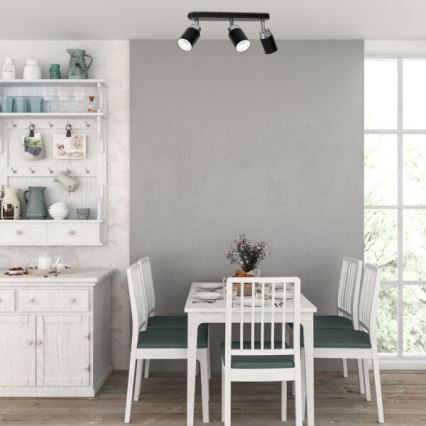 Spot RENO 3xGU10/8W/230V zwart/glanzend chroom