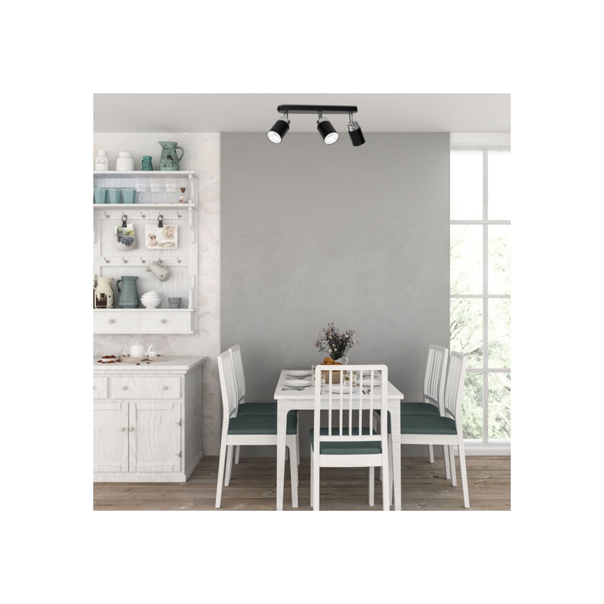 Spot RENO 3xGU10/8W/230V zwart/glanzend chroom