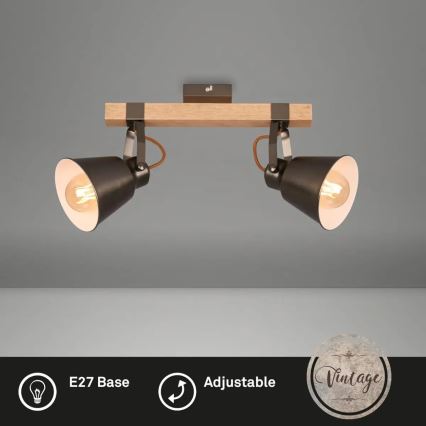 Spot RETRO 2xE27/40W/230V marron