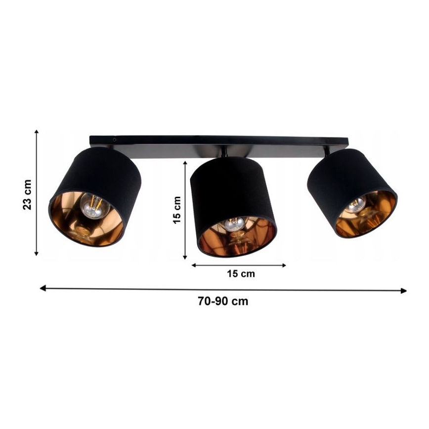 SpotSOFIA 3xE27/60W/230V noir