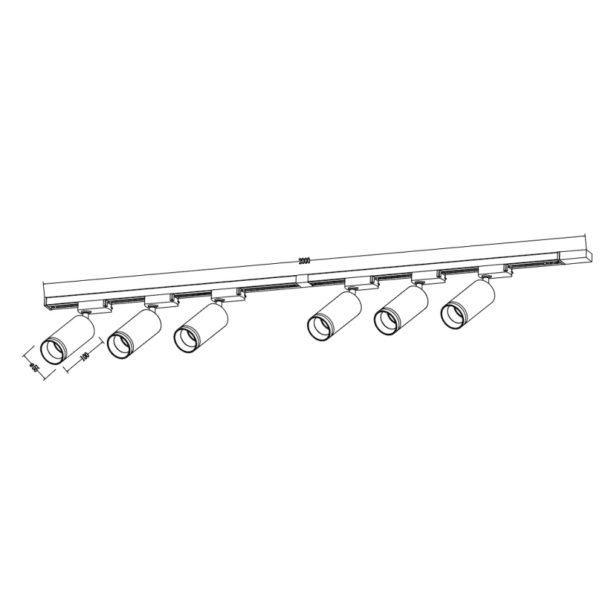 Spot sur rail PIPE 6xGU10/10W/230V, noir