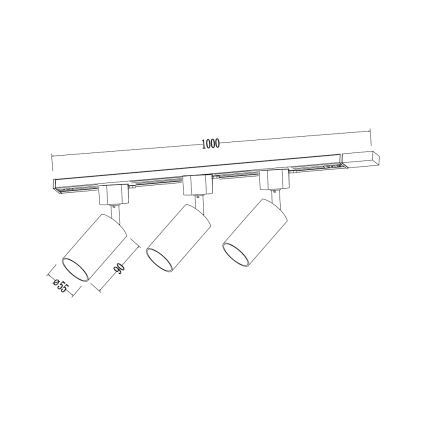 Spot sur rail TIGER 3xGU10/10W/230V, blanc