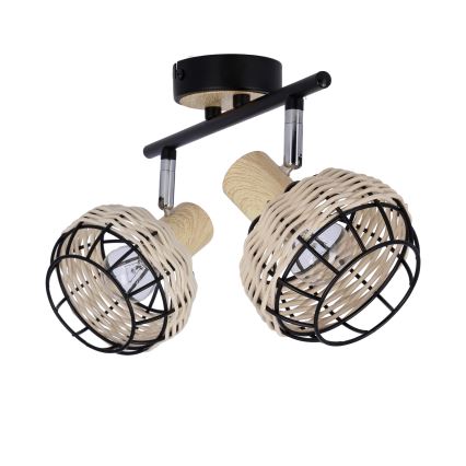 Spot TAJGA 2xE14/40W/230V rotin/noir