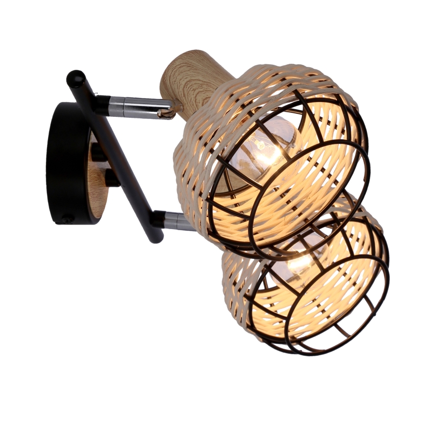 Spot TAJGA 2xE14/40W/230V rotin/noir