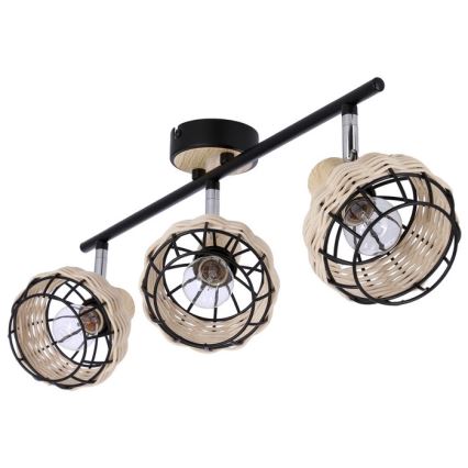 Spot TAJGA 3xE14/40W/230V rotin/noir