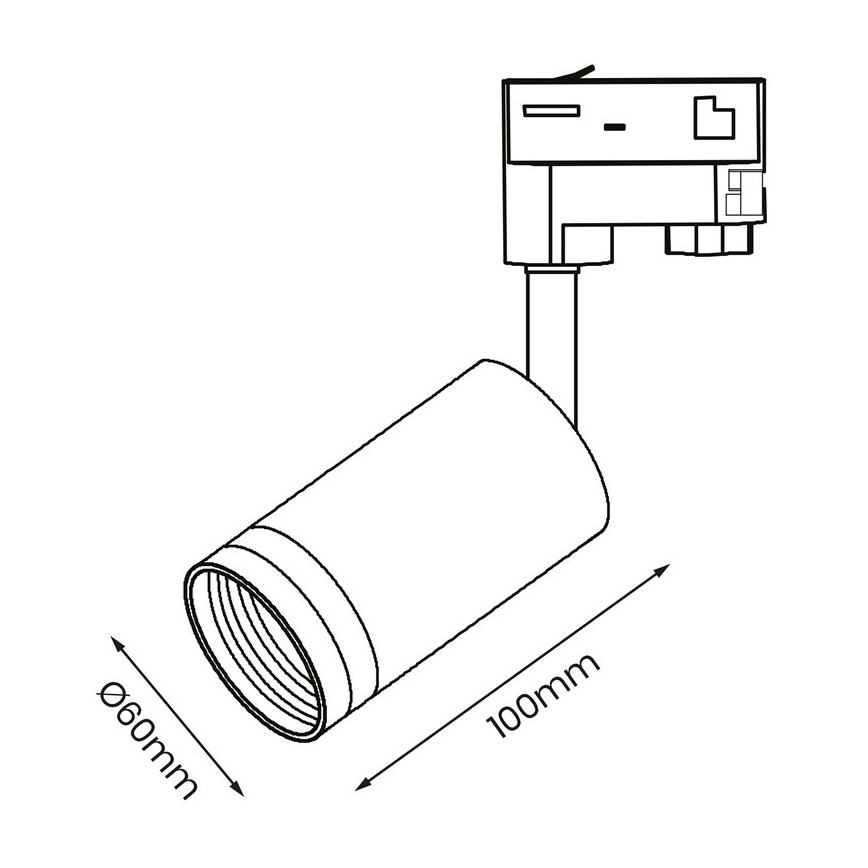 Spot voor een 3-fase Rail Systeem PIPE 1xGU10/25W/230V zwart