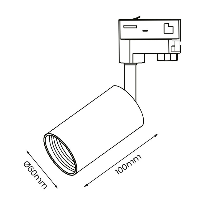 Spot voor een 3-fase Rail Systeem PIPE 1xGU10/25W/230V zwart