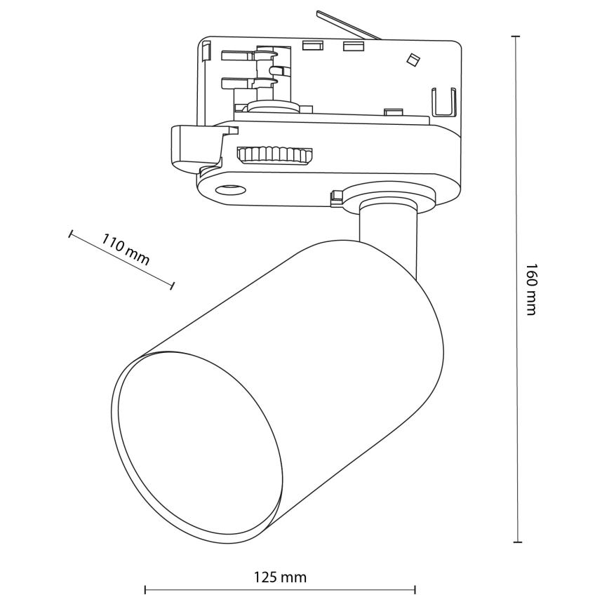 Spot voor een 3-fase rail systeem TOP 1xGU10/10W/230V zwart