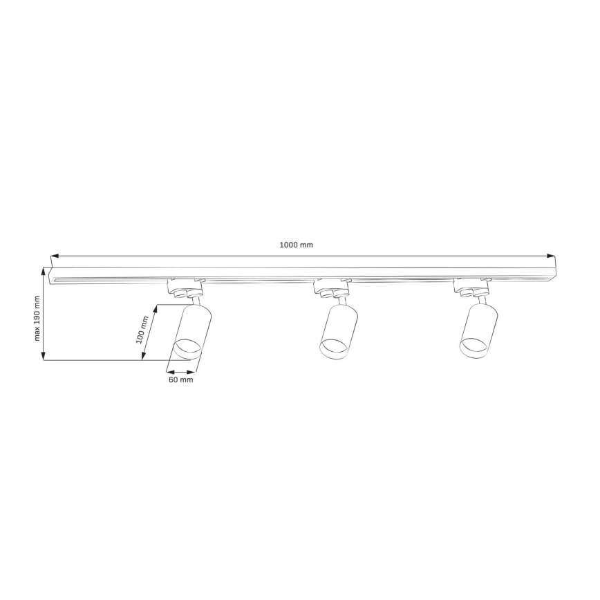 Spot voor een rail Systeem MARIBEL 3xGU10/10W/230V +1 m railsysteem goud
