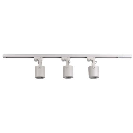 Spot voor een rail Systeem MINOR 3xGU10/10W/230V + 1 m rails systeem wit