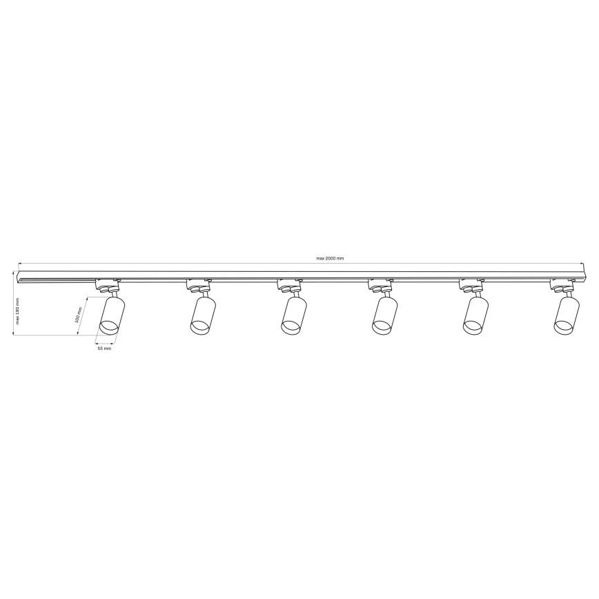 Spot voor een rail Systeem PARIJS 6xGU10/10W/230V + 2x1 m rails systeem wit