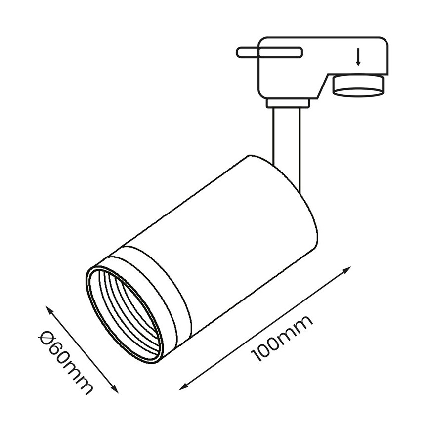 Spot voor een Rail Systeem PIPE 1xGU10/25W/230V zwart