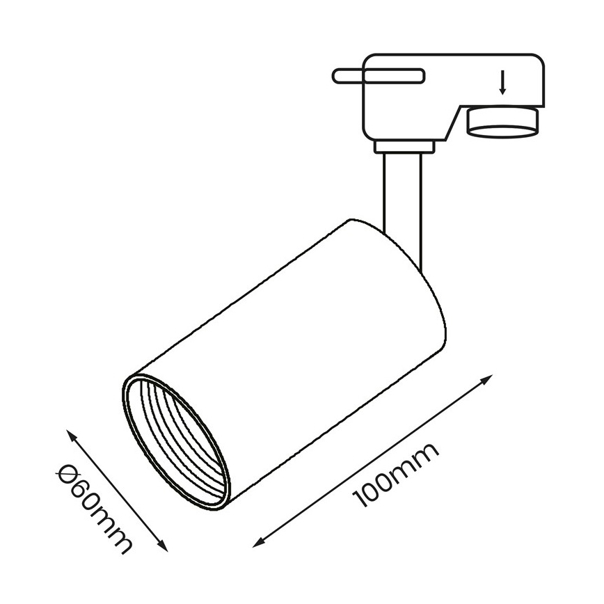 Spot voor een Rail Systeem PIPE 1xGU10/25W/230V zwart
