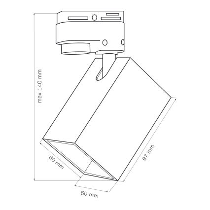 Spot voor een rail Systeem SQUARE 1xGU10/10W/230V zwart