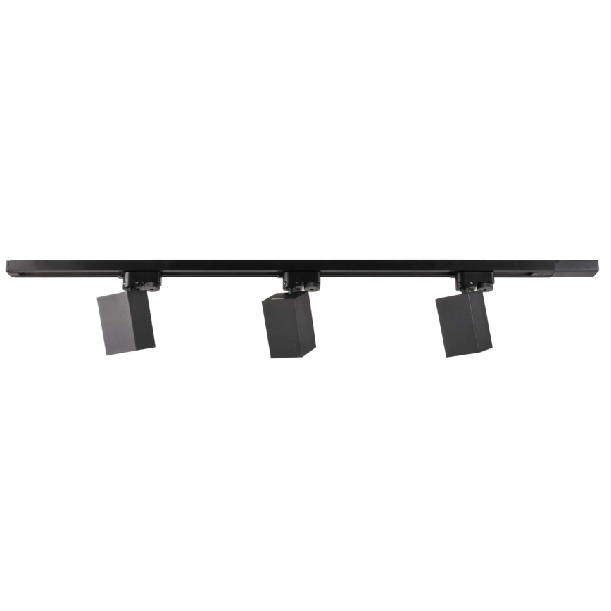 Spot voor een rail Systeem SQUARE 3xGU10/10W/230V + 1 m rails systeem zwart