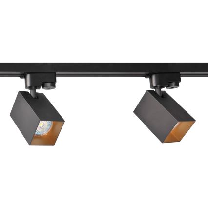 Spot voor een rail Systeem SQUARE 3xGU10/10W/230V + 1 m rails systeem zwart