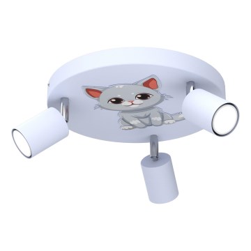 Spot voor kinderen FUN 3xGU10/8W/230V blauw/kat