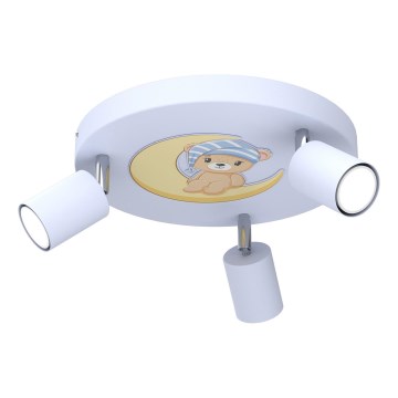 Spot voor kinderen FUN 3xGU10/8W/230V blauw/Kleine beer