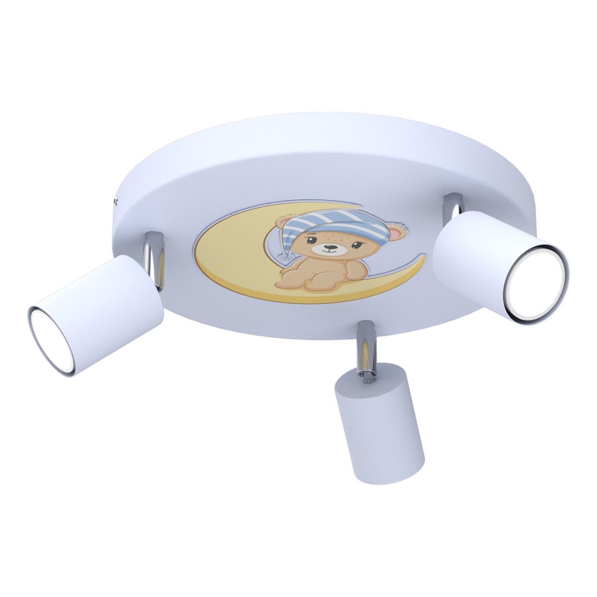 Spot voor kinderen FUN 3xGU10/8W/230V blauw/Kleine beer