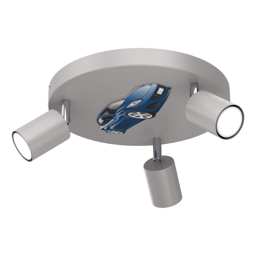 Spot voor kinderen FUN 3xGU10/8W/230V grijs/auto
