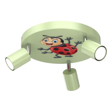 Spot voor kinderen FUN 3xGU10/8W/230V groen/lieveheersbeestje