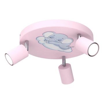 Spot voor kinderen FUN 3xGU10/8W/230V roze/olifant