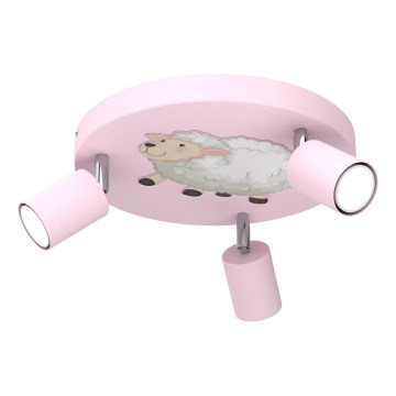 Spot voor kinderen FUN 3xGU10/8W/230V roze/Schaap