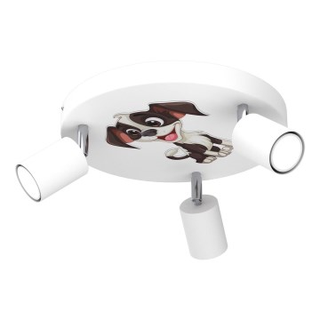 Spot voor kinderen FUN 3xGU10/8W/230V wit/hondje
