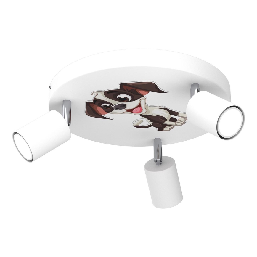 Spot voor kinderen FUN 3xGU10/8W/230V wit/hondje