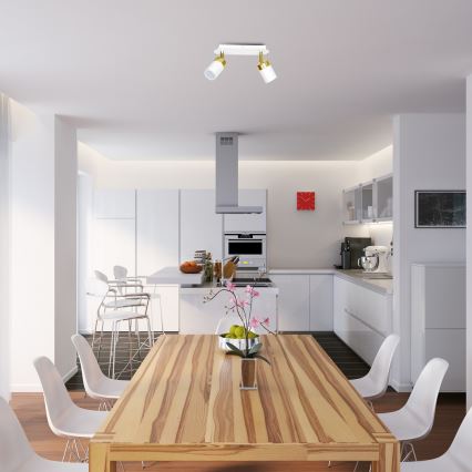 Spotarmatuur JOKER 2xGU10/25W/230V wit/goud