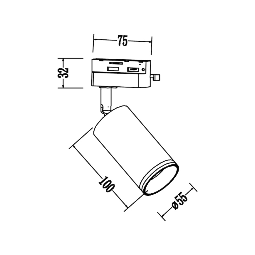 Spotarmatuur voor 1-fase railsysteem PIPE, 1x GU10/10W/230V, wit