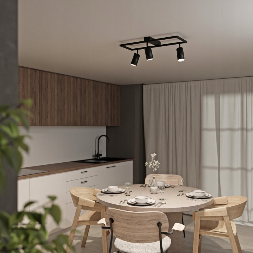 Spotlamp 3x GU10/30W/230V zwart