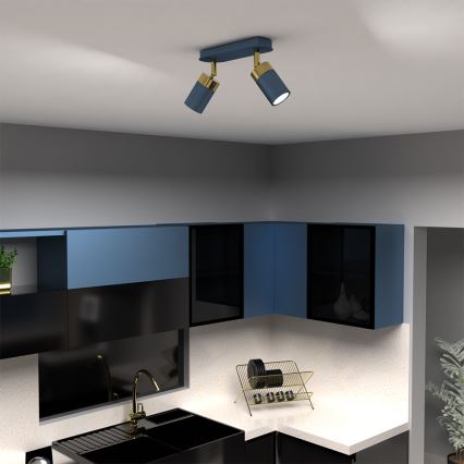 Spotlamp JOKER 2xGU10/25W/230V blauw/goud