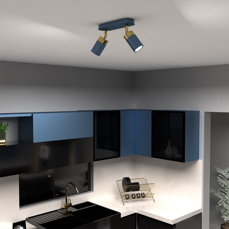 Spotlamp JOKER 2xGU10/25W/230V blauw/goud