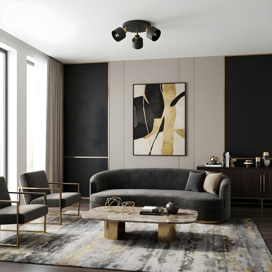 Spotlamp PARKLA 3xE27/15W/230V zwart/goud