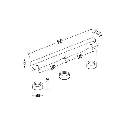 Spotlamp PIPE 3xGU10/10W/230V wit