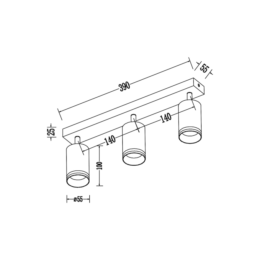 Spotlamp PIPE 3xGU10/10W/230V wit