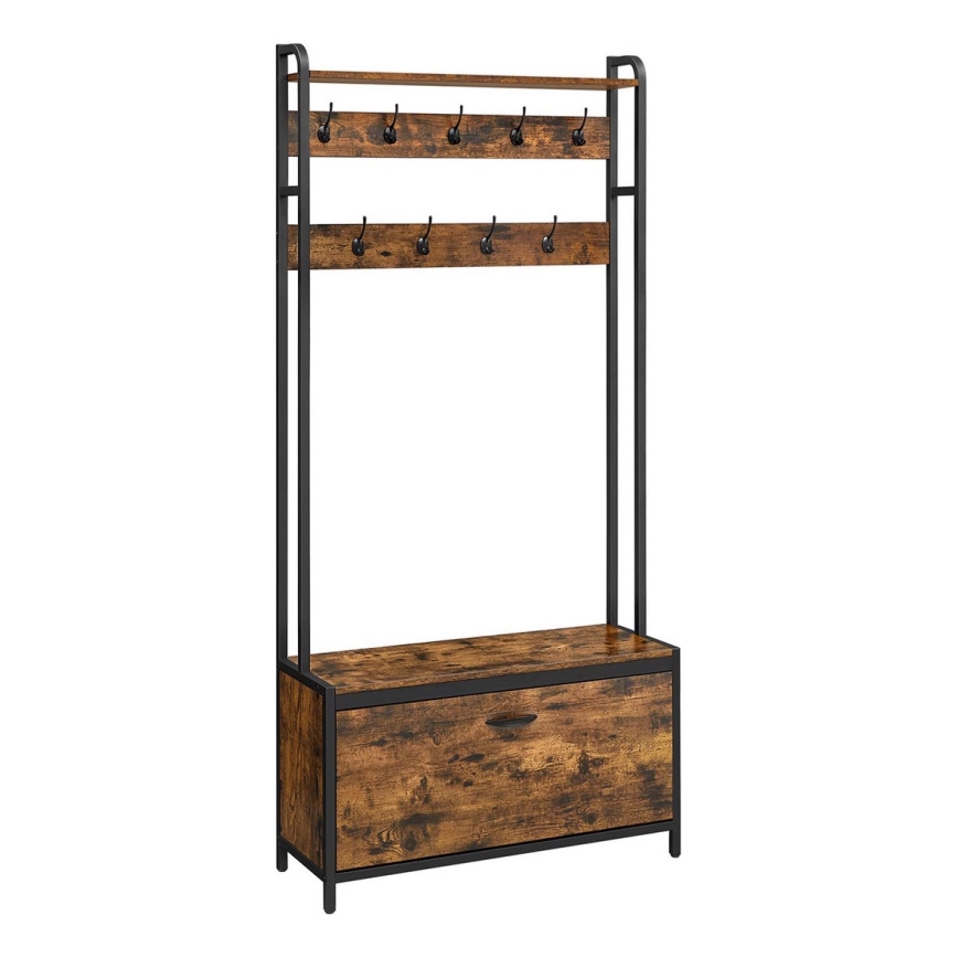 Staande kapstok NAVOR bruin/zwart