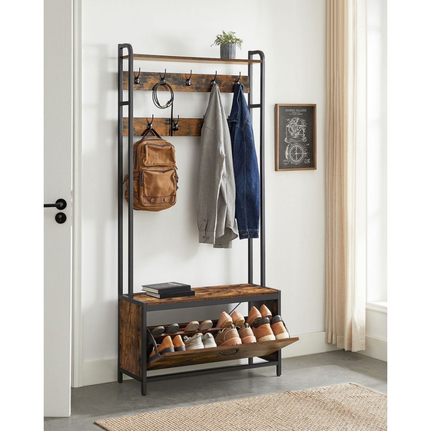 Staande kapstok NAVOR bruin/zwart