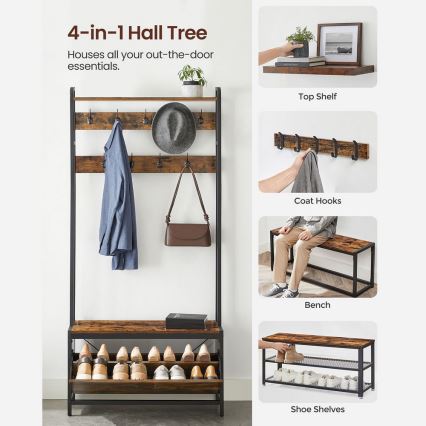 Staande kapstok NAVOR bruin/zwart