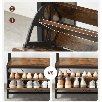 Staande kapstok NAVOR bruin/zwart