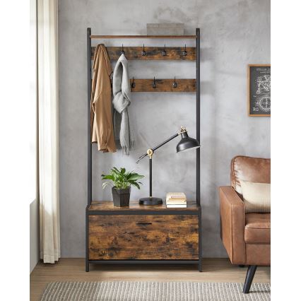 Staande kapstok NAVOR bruin/zwart