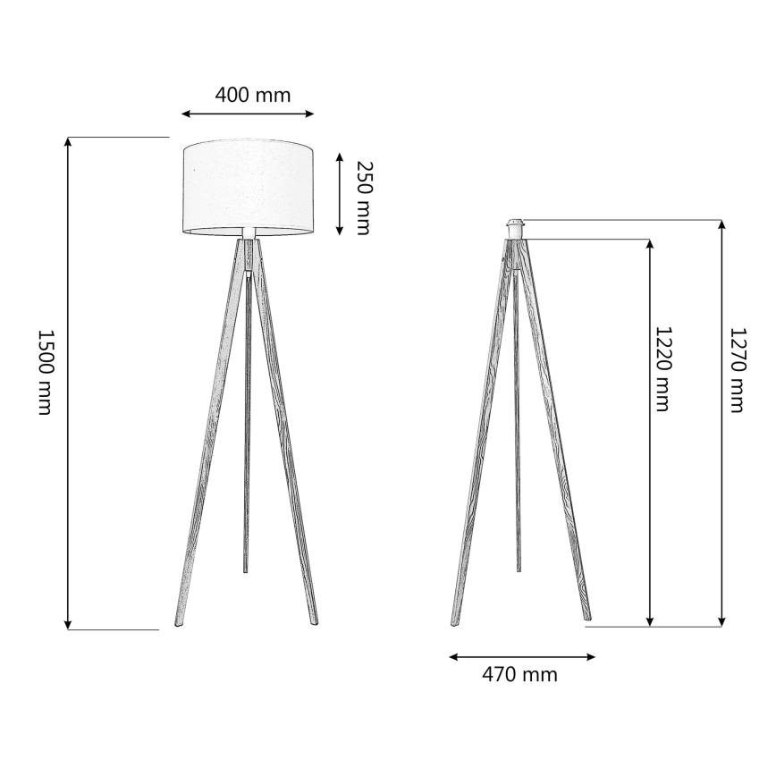 Staande Lamp ALBA 1xE27/15W/230V crème/Dennenboom