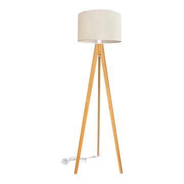 Staande Lamp ALBA 1xE27/15W/230V crème/eiken