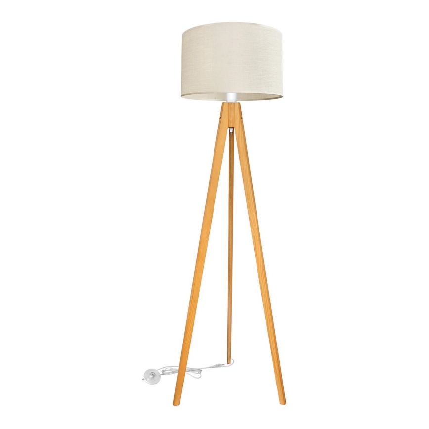 Staande Lamp ALBA 1xE27/15W/230V crème/eiken