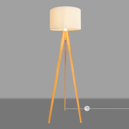 Staande Lamp ALBA 1xE27/15W/230V crème/eiken