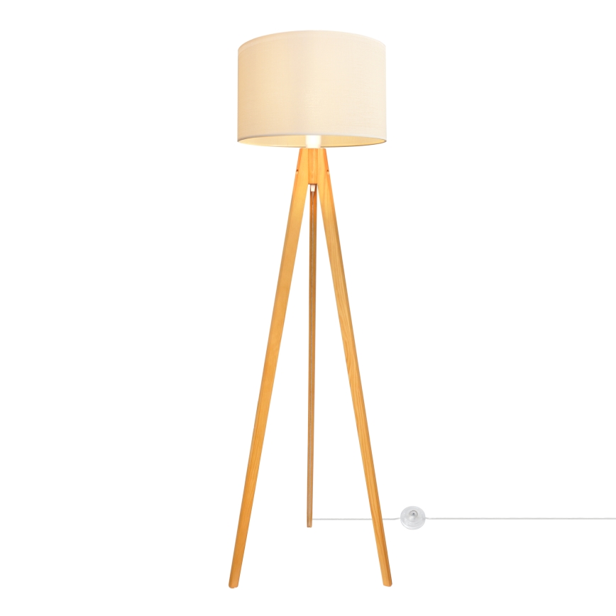 Staande Lamp ALBA 1xE27/15W/230V crème/eiken