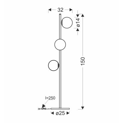 Staande Lamp KAMA 3xG9/28W/230V zwart/gerookt zwart